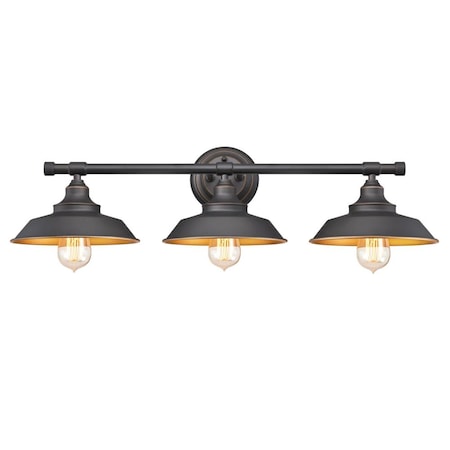 Westinghouse Three-Light Indoor Wall Fixture Iron Hill ORB, Mtlc Brnz Shade 6344900